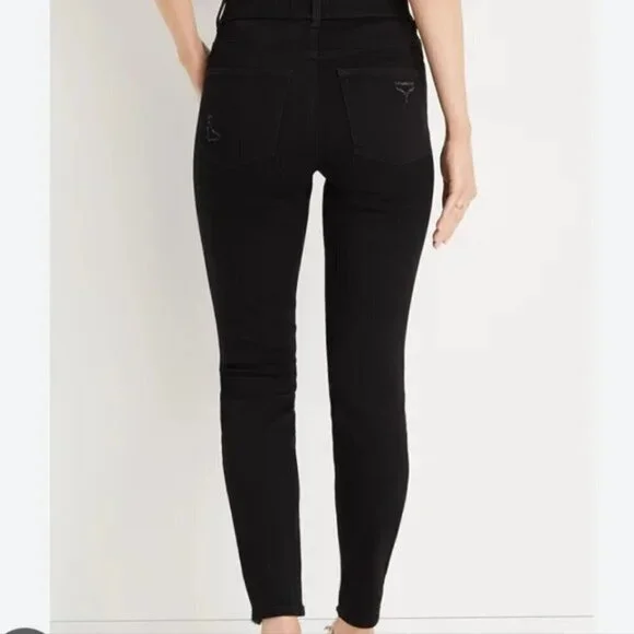 Maurices Black Cool Comfort Pull On Super High Rise Ripped Jeggings Small X-Long - Picture 2 of 10
